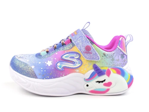 Skechers blue/multi unicorn dreams sneaker med blink